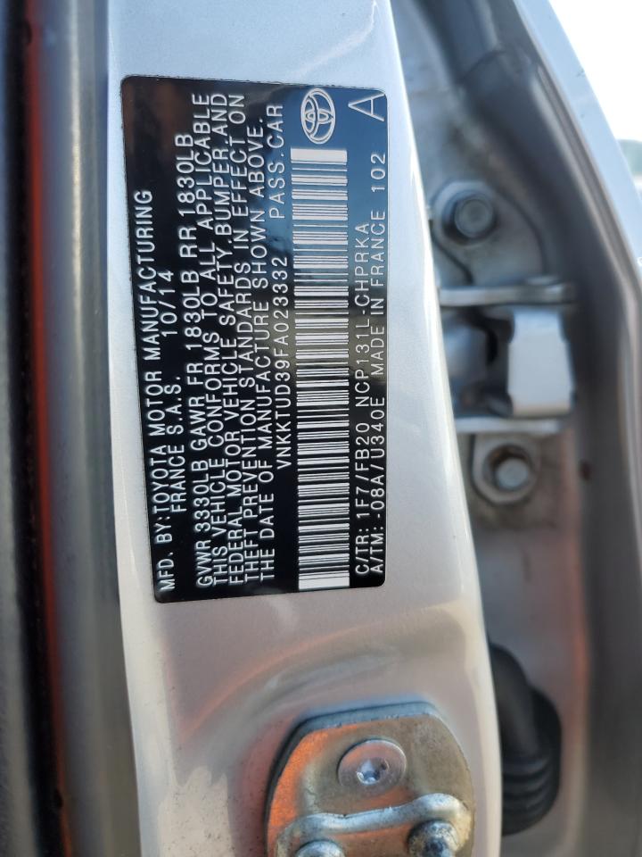 2015 Toyota Yaris VIN: VNKKTUD39FA023332 Lot: 81804275