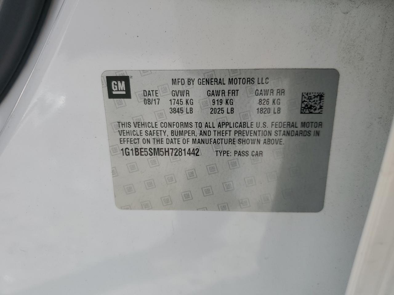 2017 Chevrolet Cruze Lt VIN: 1G1BE5SM5H7281442 Lot: 84456605