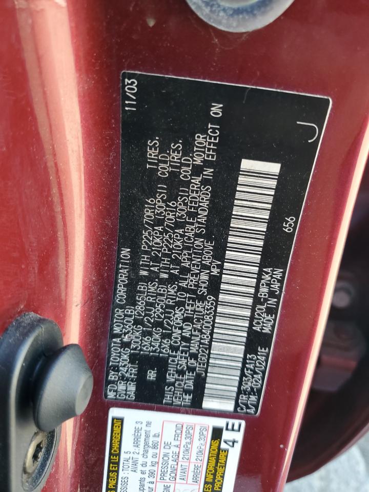 2004 Toyota Highlander VIN: JTEGD21A840083359 Lot: 80718215