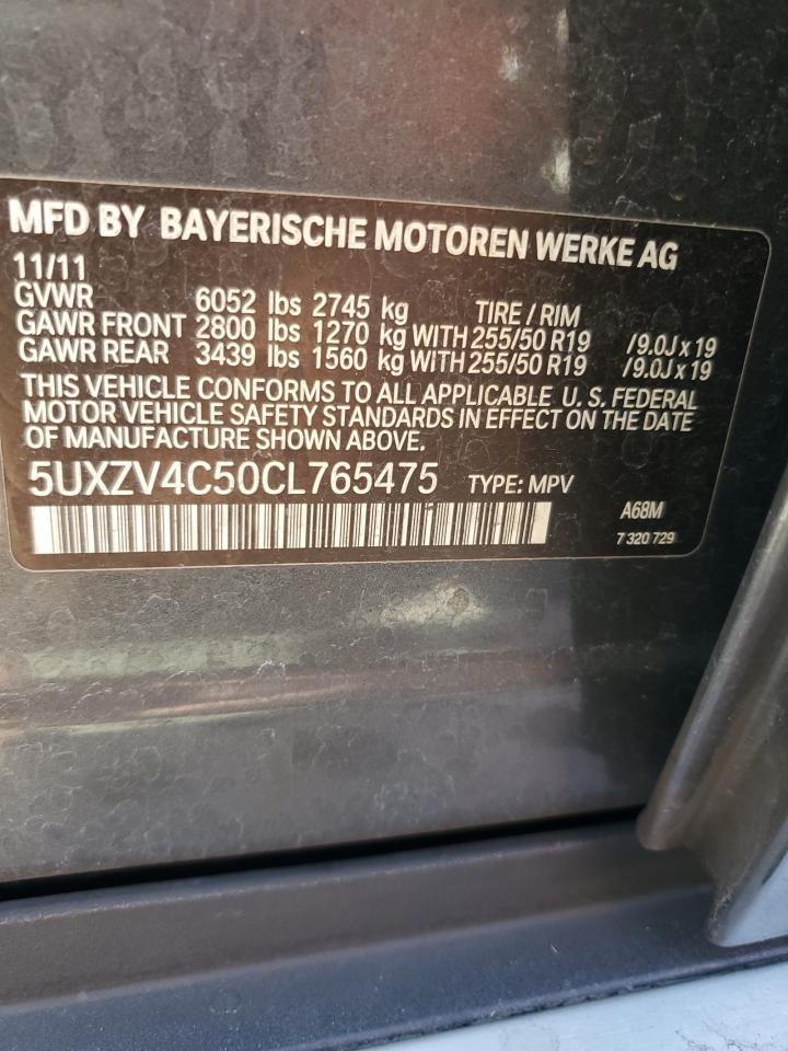 2012 BMW X5 xDrive35I VIN: 5UXZV4C50CL765475 Lot: 80017455