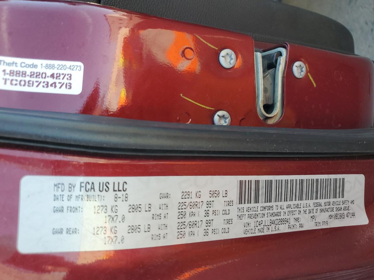 2019 Jeep Cherokee Latitude Plus VIN: 1C4PJLLB4KD289941 Lot: 83855895