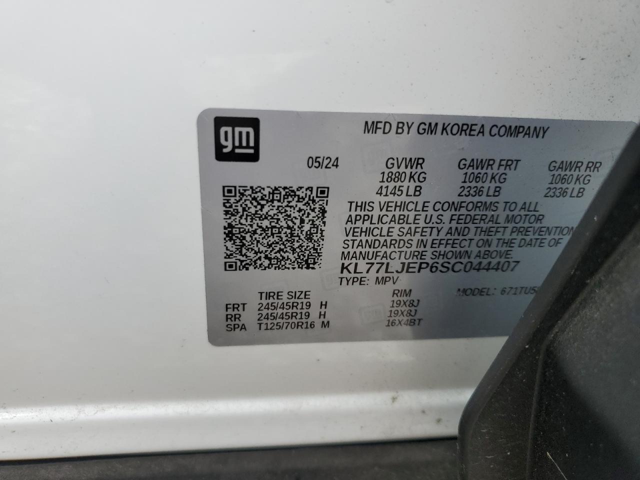 2025 Chevrolet Trax 2Rs VIN: KL77LJEP6SC044407 Lot: 81667955