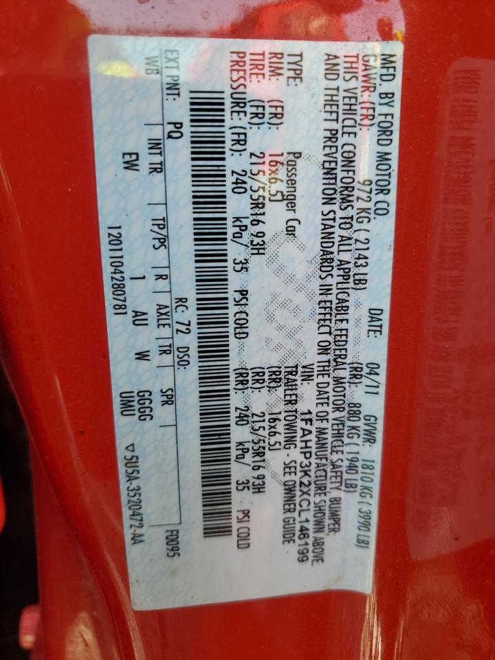 2012 Ford Focus Se VIN: 1FAHP3K2XCL146199 Lot: 71514135