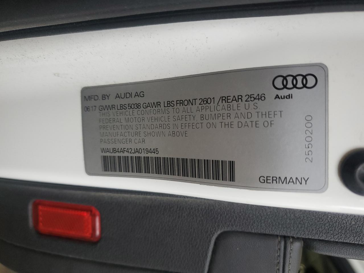 2018 Audi S4 Premium Plus VIN: WAUB4AF42JA019445 Lot: 84197005