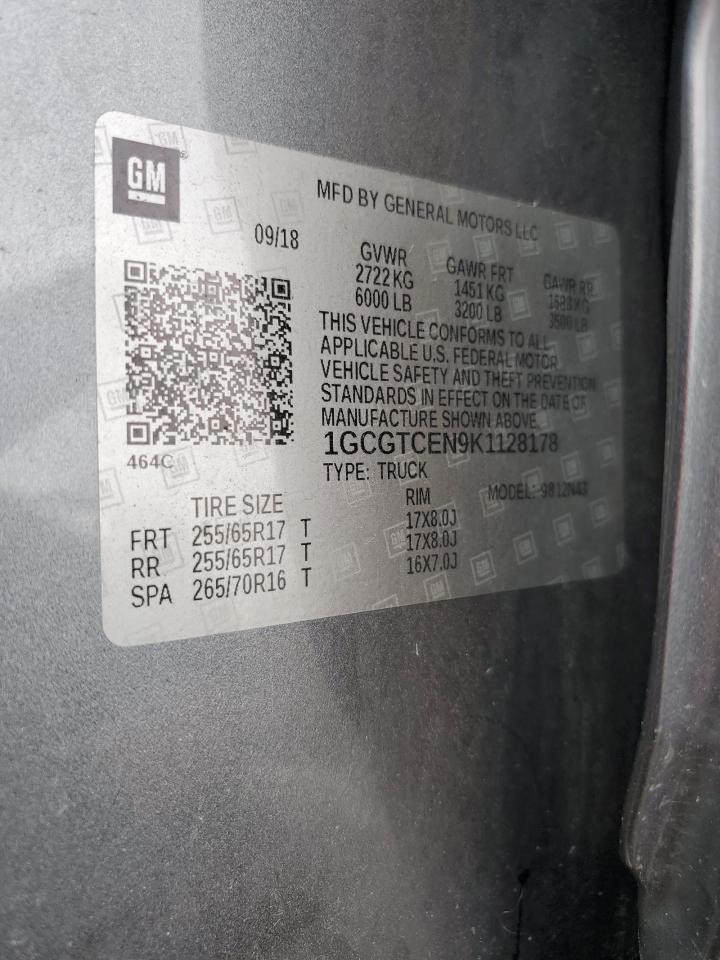 2019 Chevrolet Colorado Lt VIN: 1GCGTCEN9K1128178 Lot: 69270495