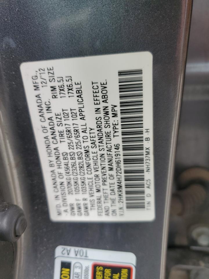 2013 Honda Cr-V Exl VIN: 2HKRM4H72DH619146 Lot: 71836115