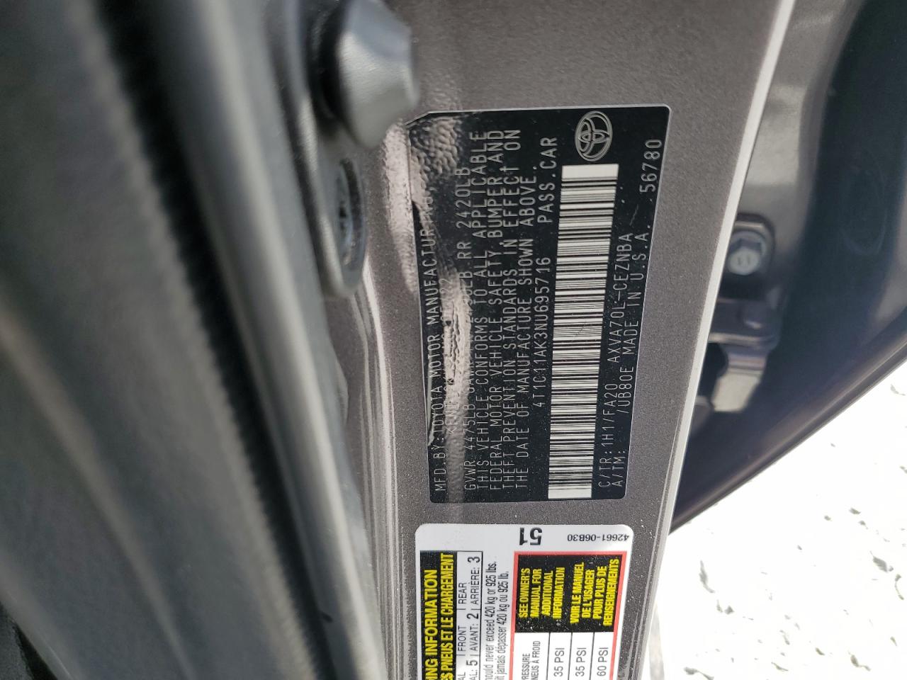 2022 Toyota Camry Le VIN: 4T1C11AK3NU695716 Lot: 80644255