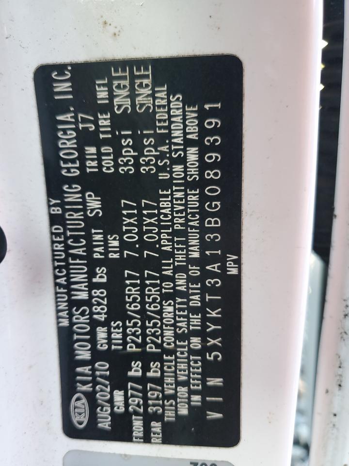 2011 Kia Sorento Base VIN: 5XYKT3A13BG089391 Lot: 84174145