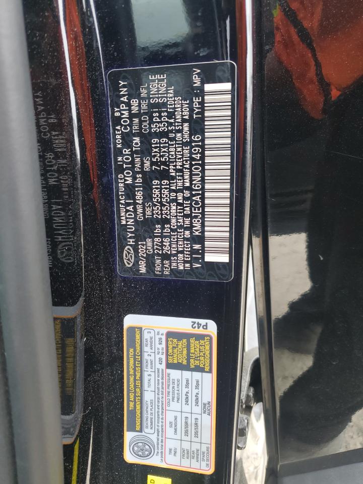 2022 Hyundai Tucson Limited VIN: KM8JECA16NU014916 Lot: 84365815