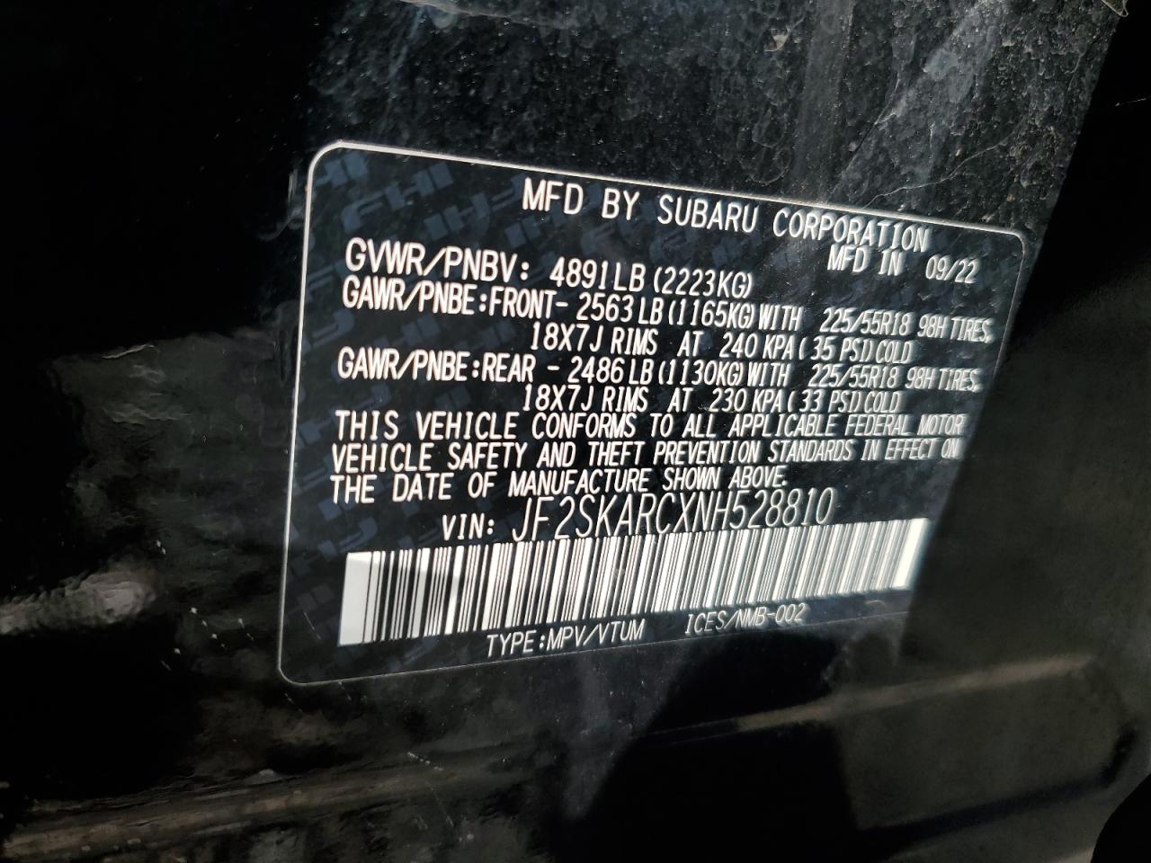 2022 Subaru Forester Touring VIN: JF2SKARCXNH528810 Lot: 80579615