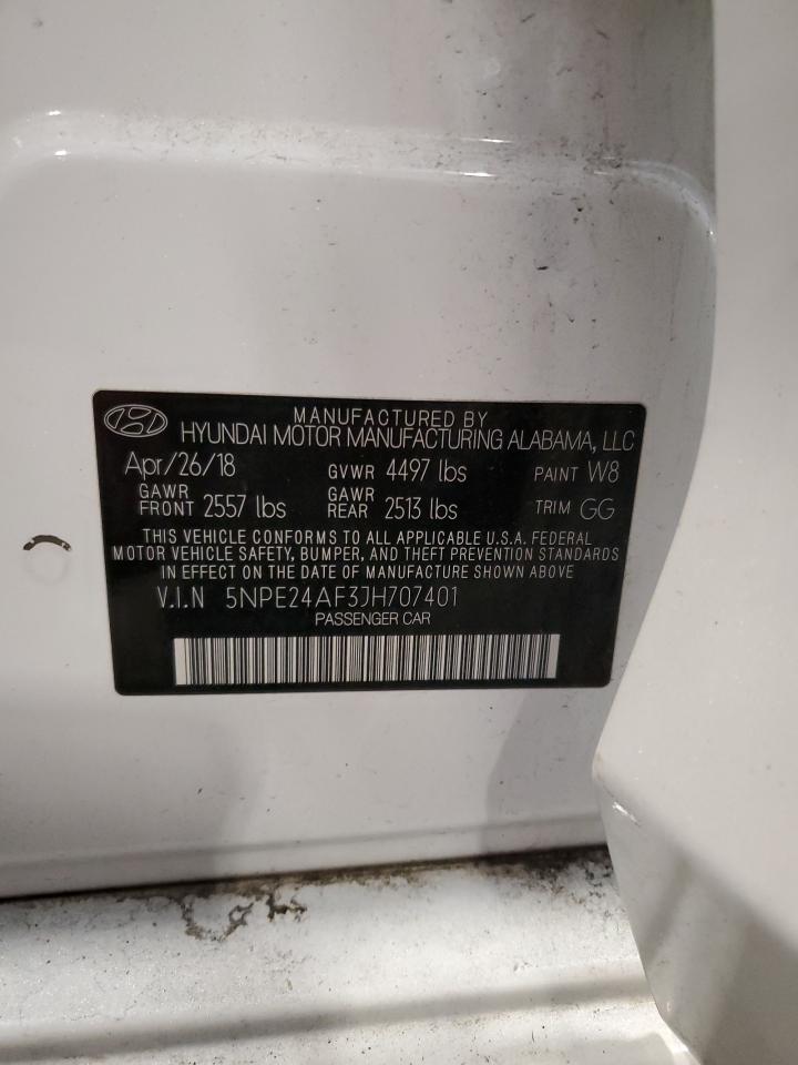 2018 Hyundai Sonata Se VIN: 5NPE24AF3JH707401 Lot: 83995885