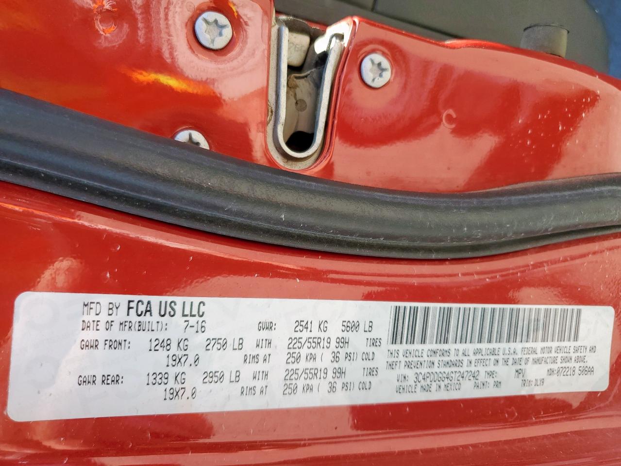 2016 Dodge Journey Crossroad VIN: 3C4PDDGG4GT247242 Lot: 81568685