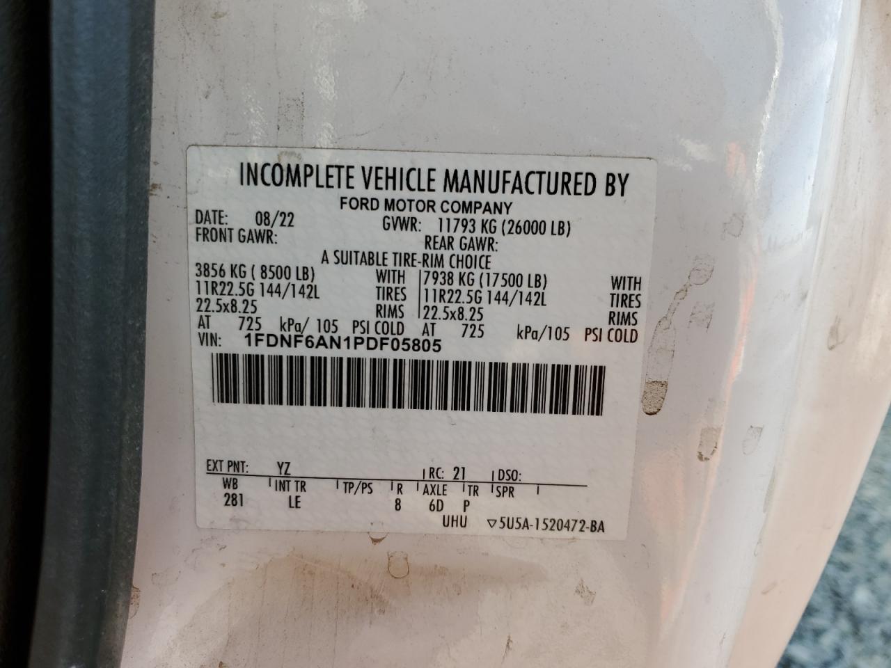 2023 Ford F650 Super Duty VIN: 1FDNF6AN1PDF05805 Lot: 83995105