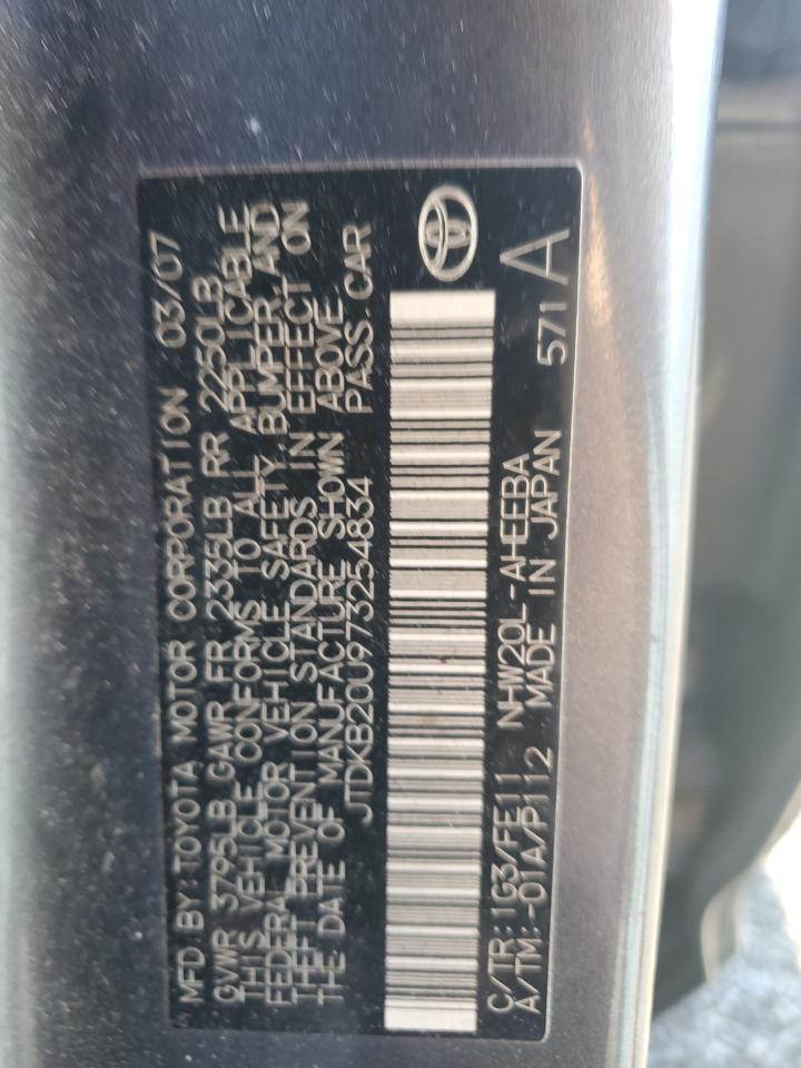 2007 Toyota Prius VIN: JTDKB20U973254834 Lot: 80144005