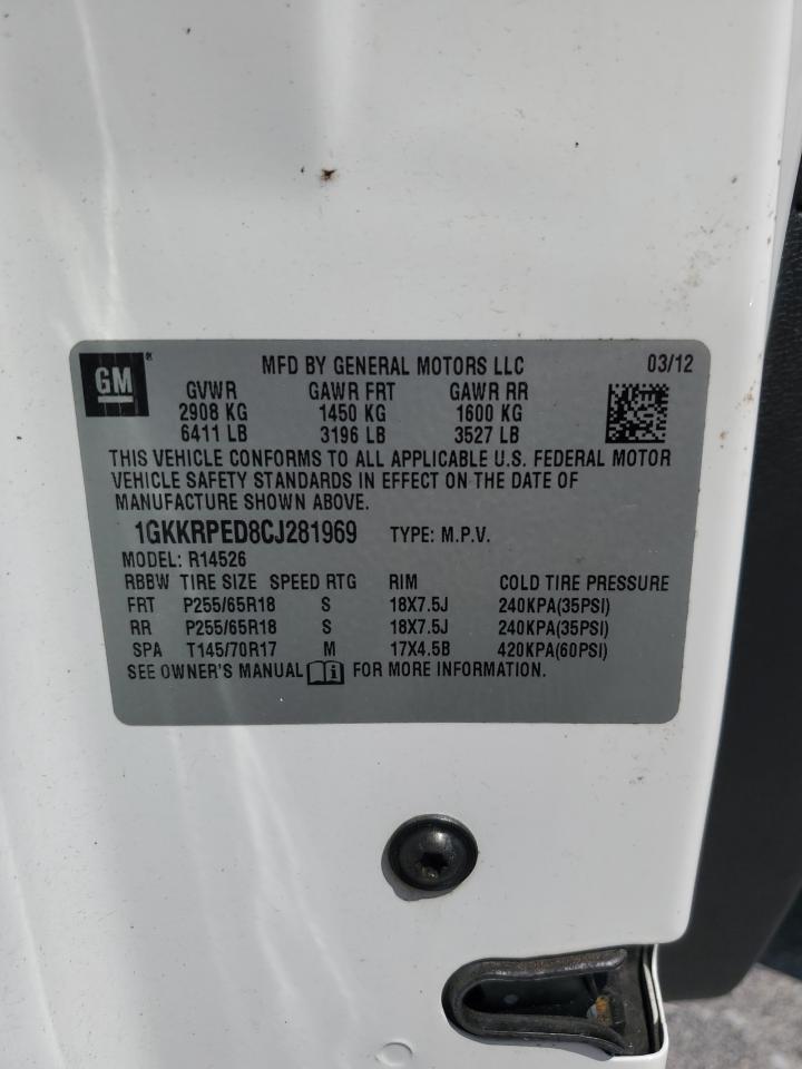 2012 GMC Acadia Sle VIN: 1GKKRPED8CJ281969 Lot: 70870505