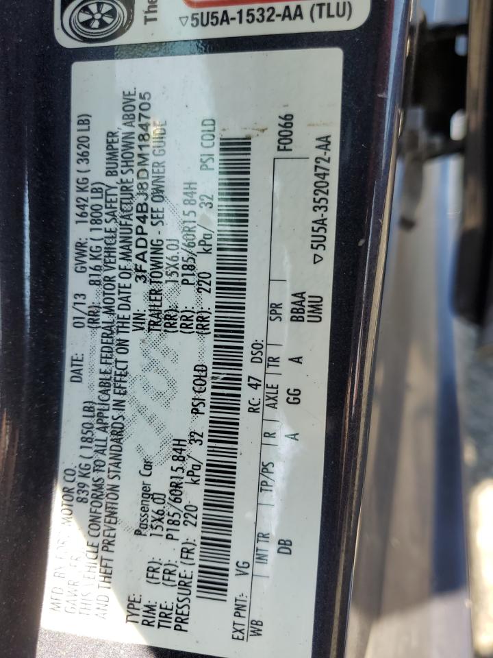 2013 Ford Fiesta Se VIN: 3FADP4BJ8DM184705 Lot: 81127365