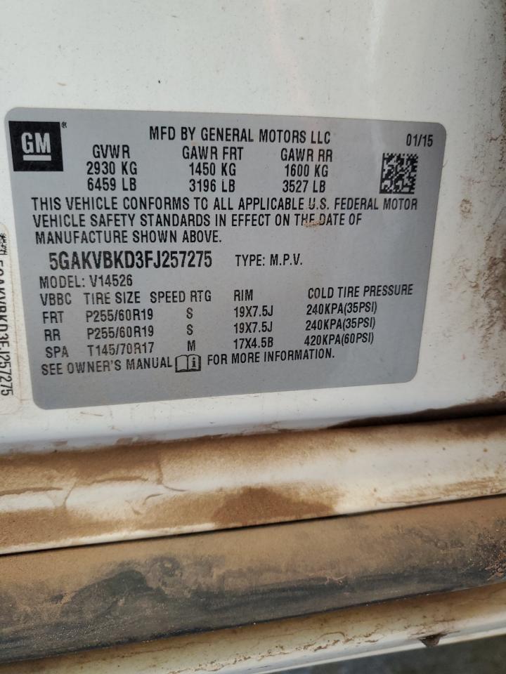 2015 Buick Enclave VIN: 5GAKVBKD3FJ257275 Lot: 81805635