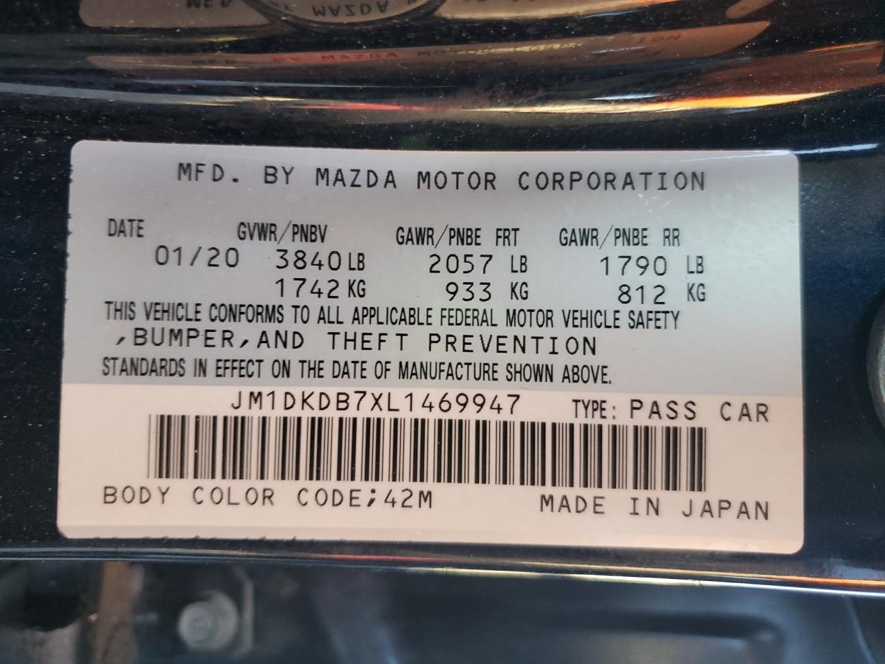 2020 Mazda Cx-3 Sport VIN: JM1DKDB7XL1469947 Lot: 81683645