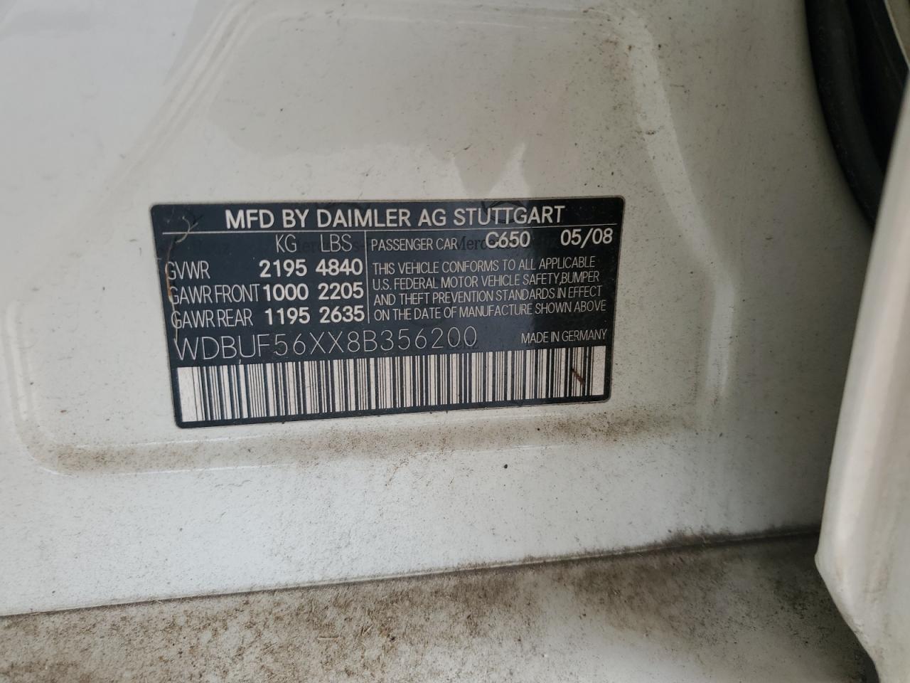 2008 Mercedes-Benz E 350 VIN: WDBUF56XX8B356200 Lot: 70195585