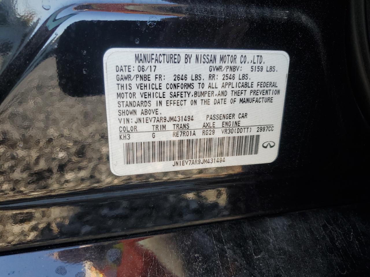 2018 Infiniti Q50 Luxe VIN: JN1EV7AR9JM431494 Lot: 71227705