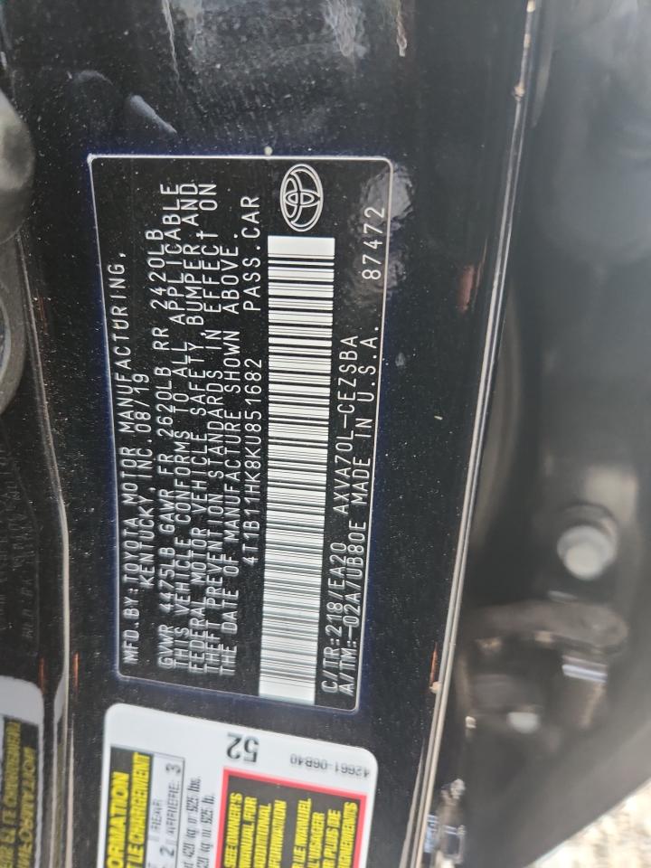 2019 Toyota Camry L VIN: 4T1B11HK8KU851682 Lot: 80952355