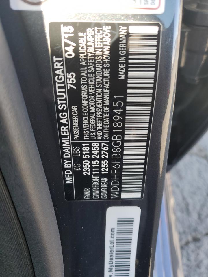 2016 Mercedes-Benz E 400 VIN: WDDHF6FB8GB189451 Lot: 81276915