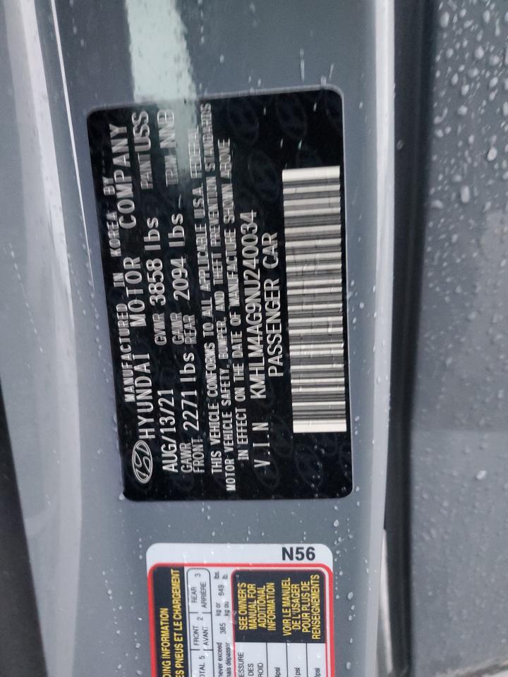 2022 Hyundai Elantra Sel VIN: KMHLM4AG9NU240034 Lot: 84710225