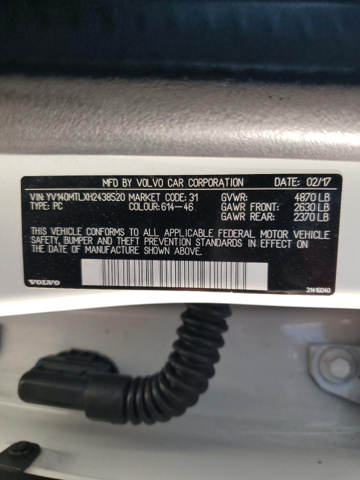 2017 Volvo S60 Dynamic VIN: YV140MTLXH2438520 Lot: 81678145