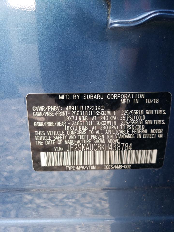 2019 Subaru Forester Limited VIN: JF2SKAUC8KH438784 Lot: 82036305