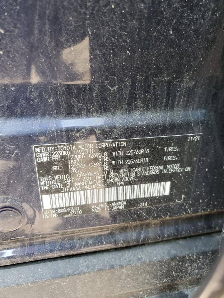 2021 Toyota Venza Le VIN: JTEAAAAH9MJ083564 Lot: 80345555