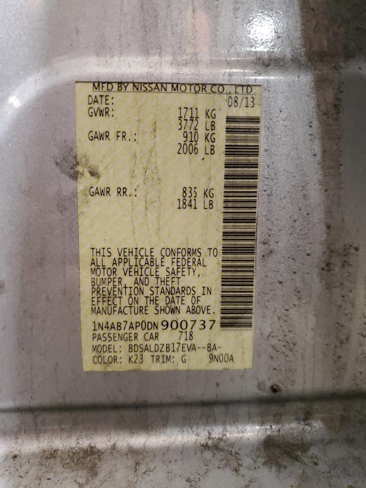 2013 Nissan Sentra S VIN: 1N4AB7AP0DN900737 Lot: 71987195