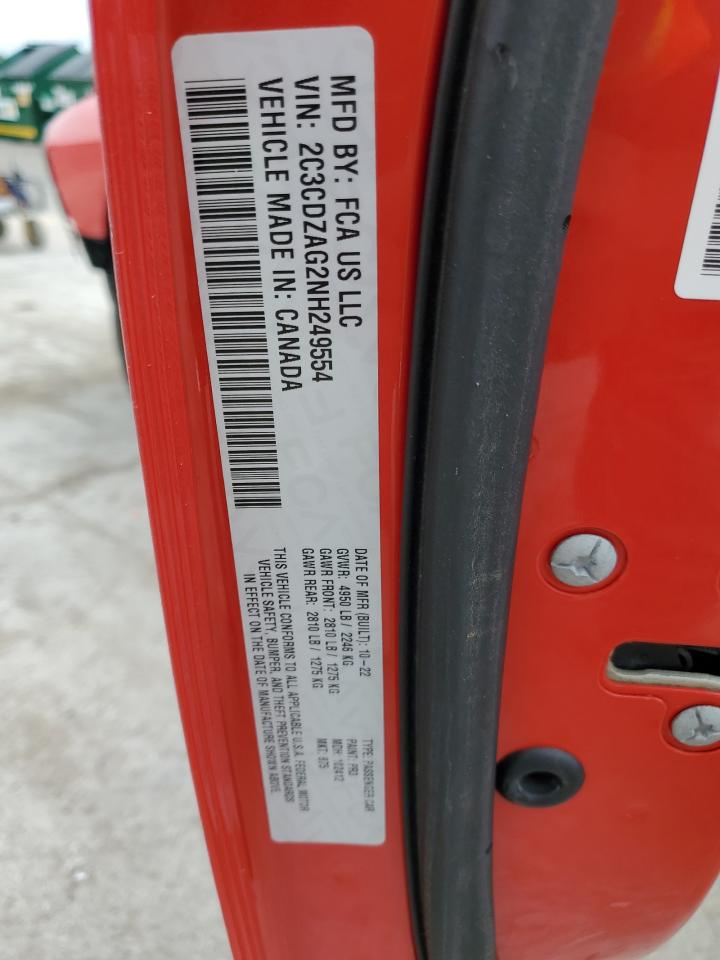 2022 Dodge Challenger Sxt VIN: 2C3CDZAG2NH249554 Lot: 71727905