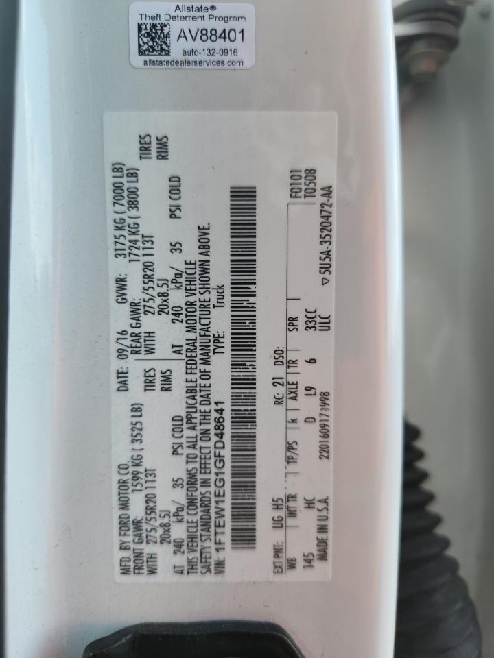 2016 Ford F150 Supercrew VIN: 1FTEW1EG1GFD48641 Lot: 71434015