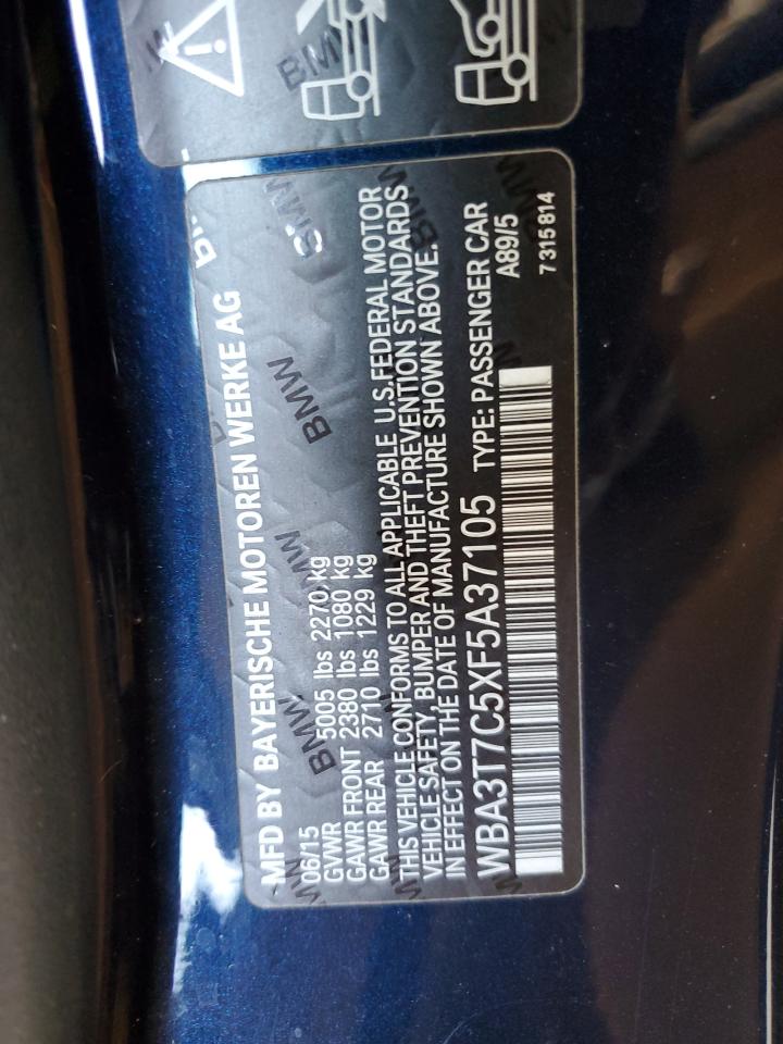 2015 BMW 435 Xi VIN: WBA3T7C5XF5A37105 Lot: 80801615