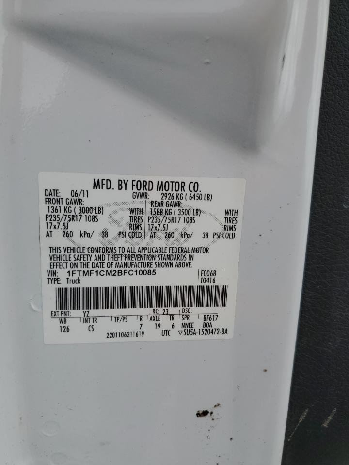 2011 Ford F150 VIN: 1FTMF1CM2BFC10085 Lot: 71880305