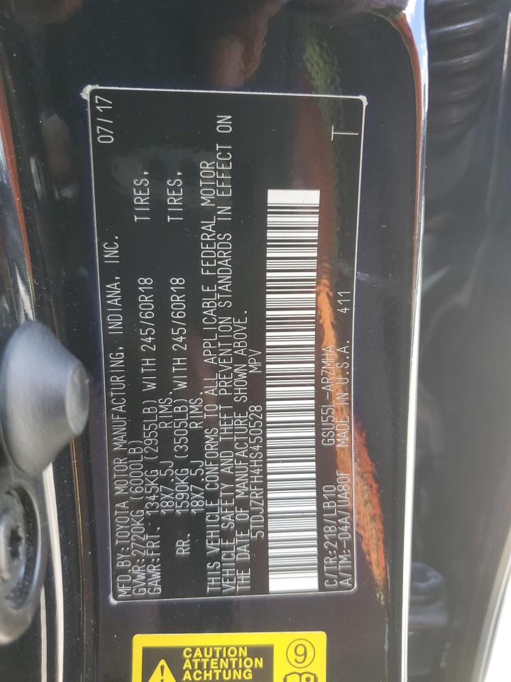 2017 Toyota Highlander Se VIN: 5TDJZRFH4HS450528 Lot: 71259265