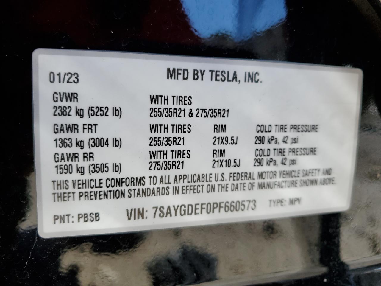 2023 Tesla Model Y VIN: 7SAYGDEF0PF660573 Lot: 80920165