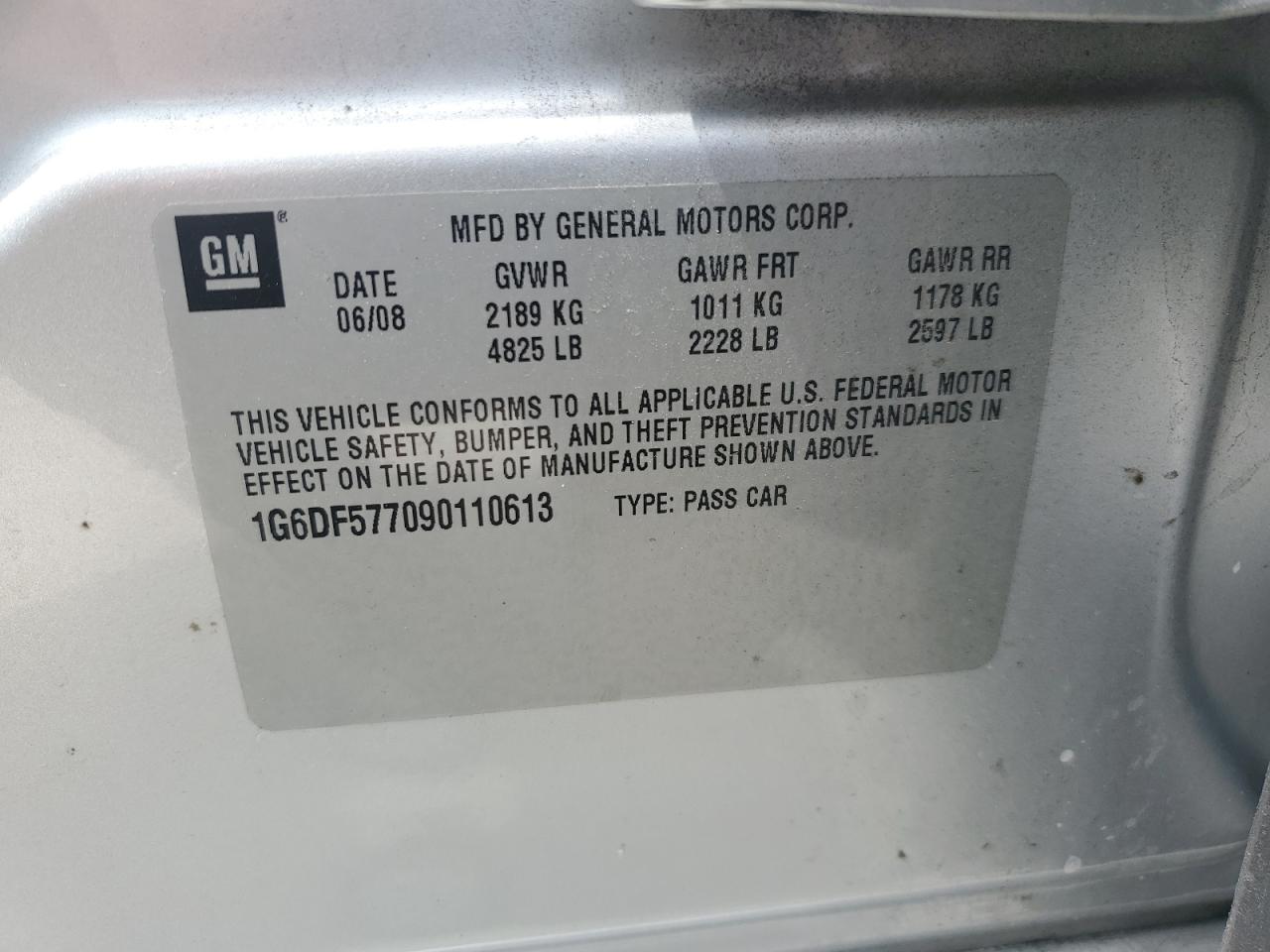 2009 Cadillac Cts VIN: 1G6DF577090110613 Lot: 80636635