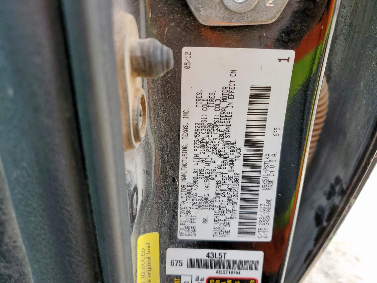 2012 Toyota Tundra Crewmax Limited VIN: 5TFFY5F10CX128010 Lot: 71779725