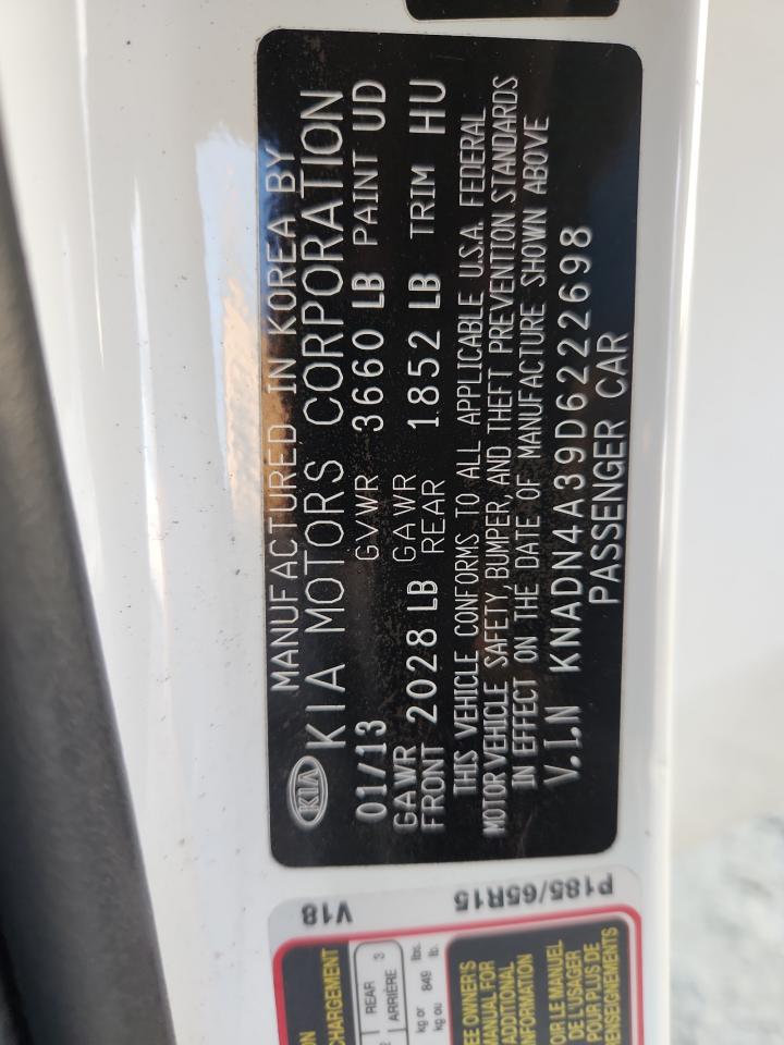 2013 Kia Rio VIN: KNADN4A39D6222698 Lot: 71813935