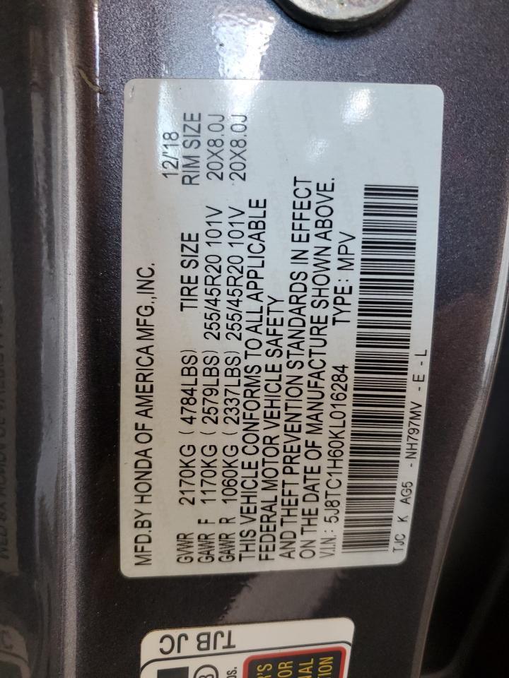 2019 Acura Rdx A-Spec VIN: 5J8TC1H60KL016284 Lot: 72004195