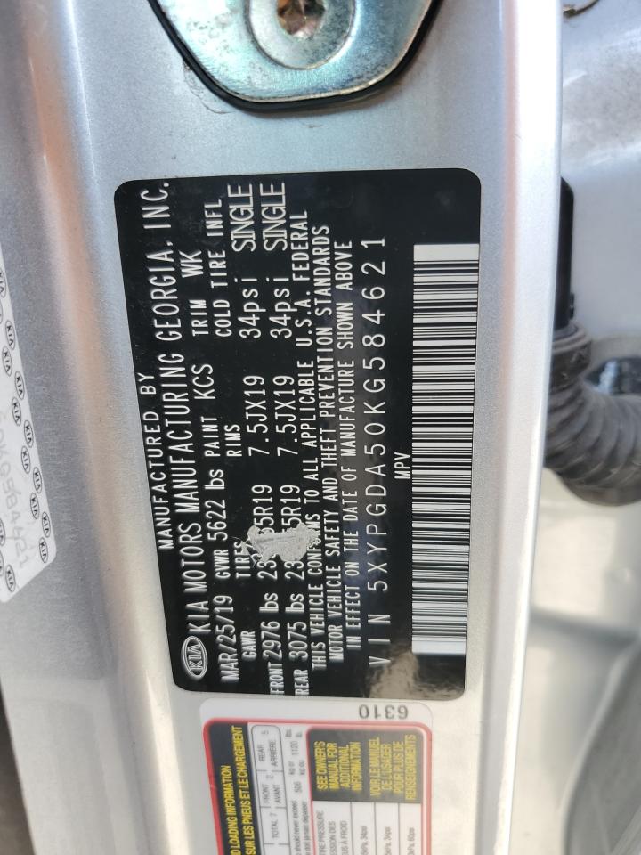 2019 Kia Sorento Lx VIN: 5XYPGDA50KG584621 Lot: 83969325