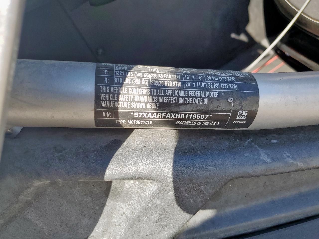 2017 Polaris Slingshot Slr VIN: 57XAARFAXH8119507 Lot: 81705965