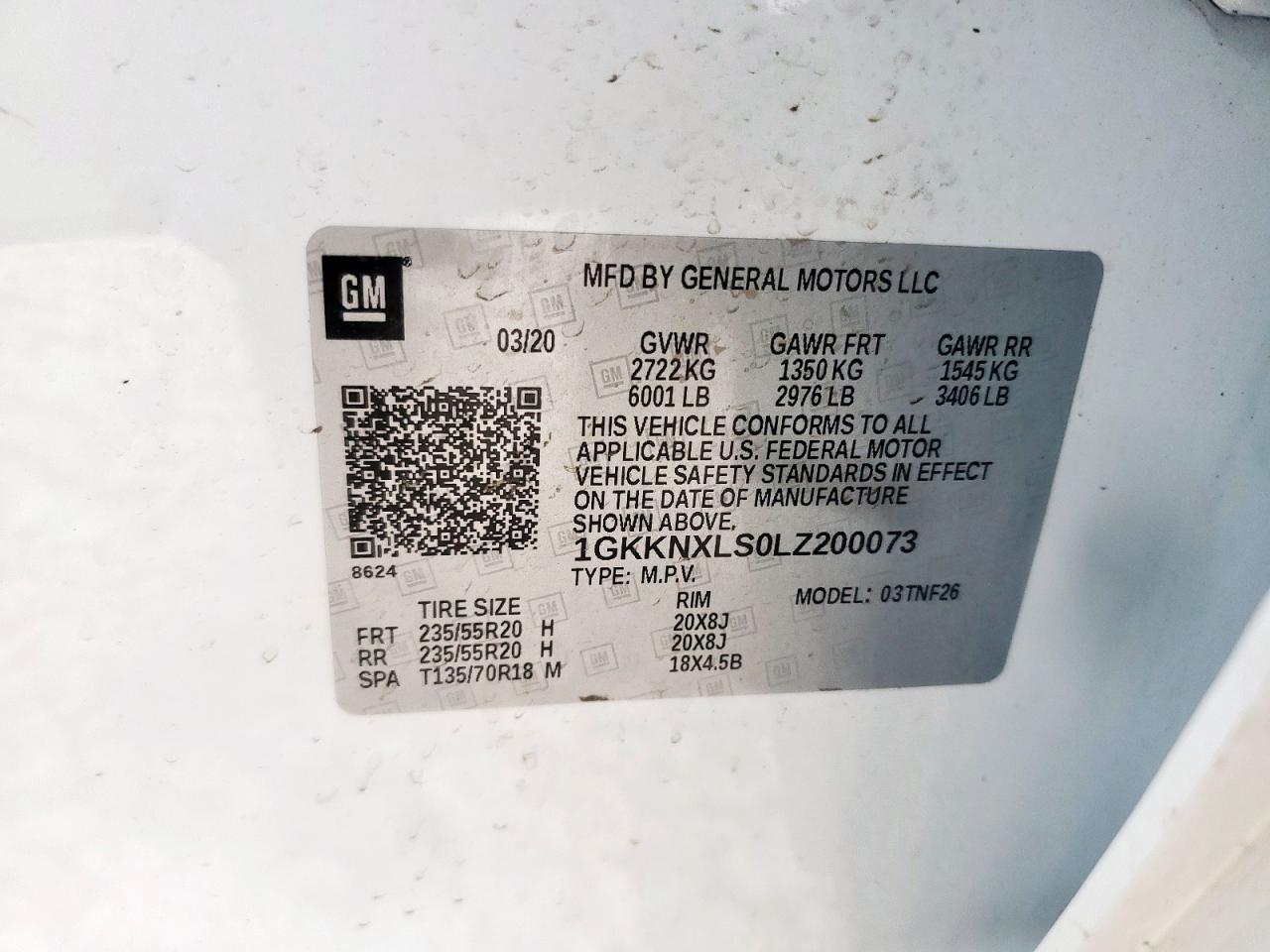 2020 GMC Acadia Denali VIN: 1GKKNXLS0LZ200073 Lot: 83860325