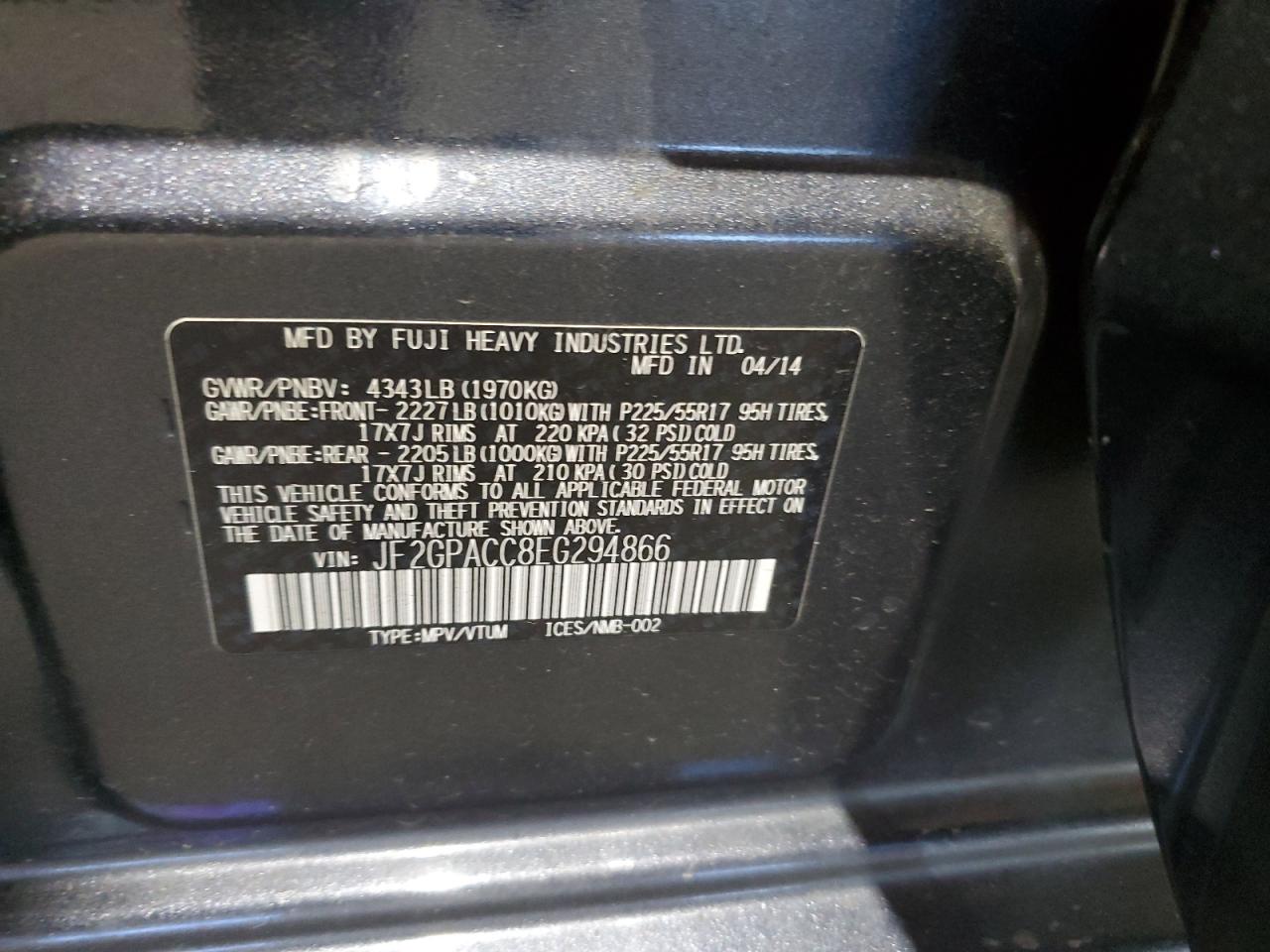 2014 Subaru Xv Crosstrek 2.0 Premium VIN: JF2GPACC8EG294866 Lot: 80584815