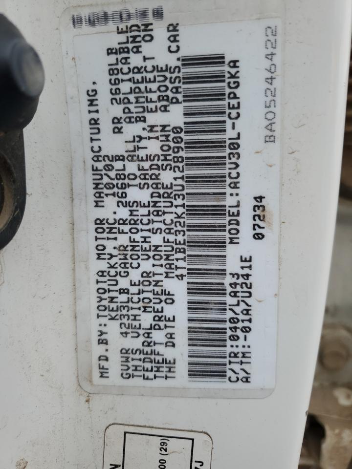 2003 Toyota Camry Le VIN: 4T1BE32K13U128900 Lot: 81103545