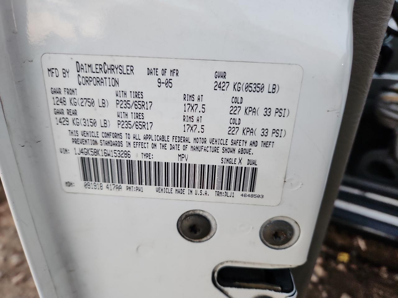 2006 Jeep Liberty Limited VIN: 1J4GK58K16W153286 Lot: 71450505