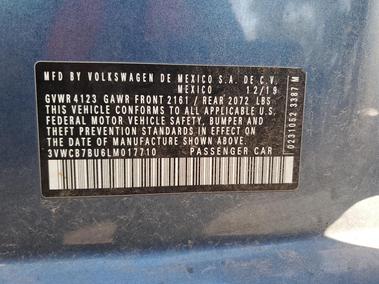 2020 Volkswagen Jetta S VIN: 3VWCB7BU6LM017710 Lot: 80467975