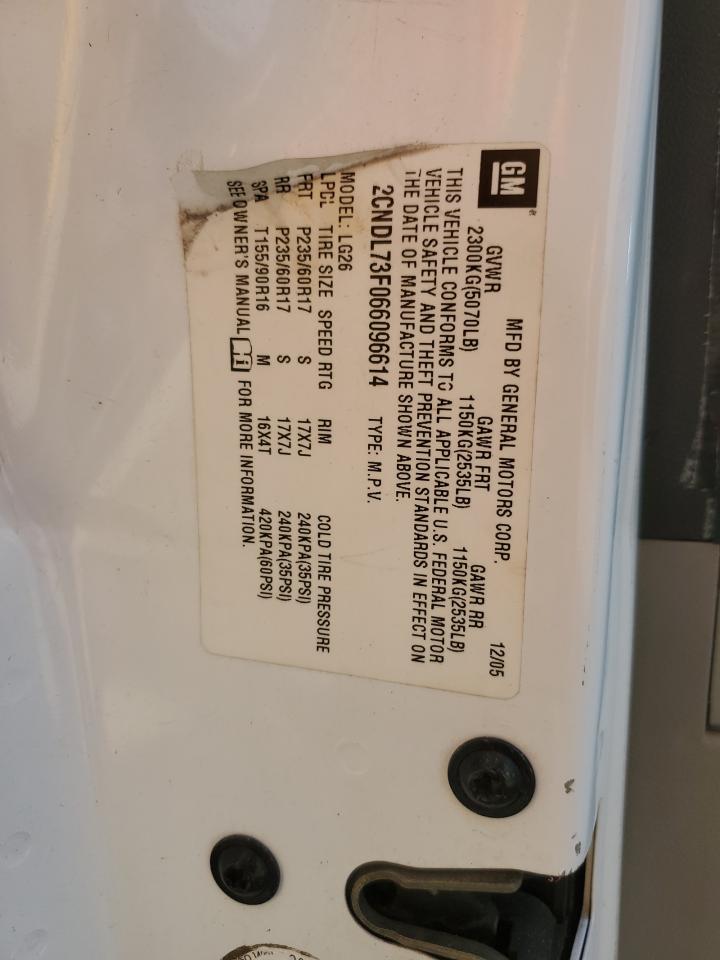 2006 Chevrolet Equinox Lt VIN: 2CNDL73F066096614 Lot: 81510375