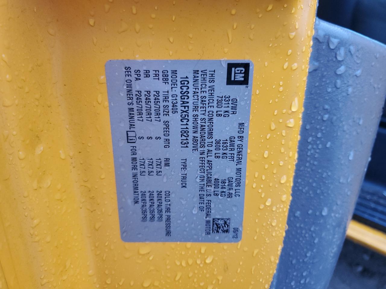 2012 Chevrolet Express G1500 VIN: 1GCSGAFX5C1182131 Lot: 80911535